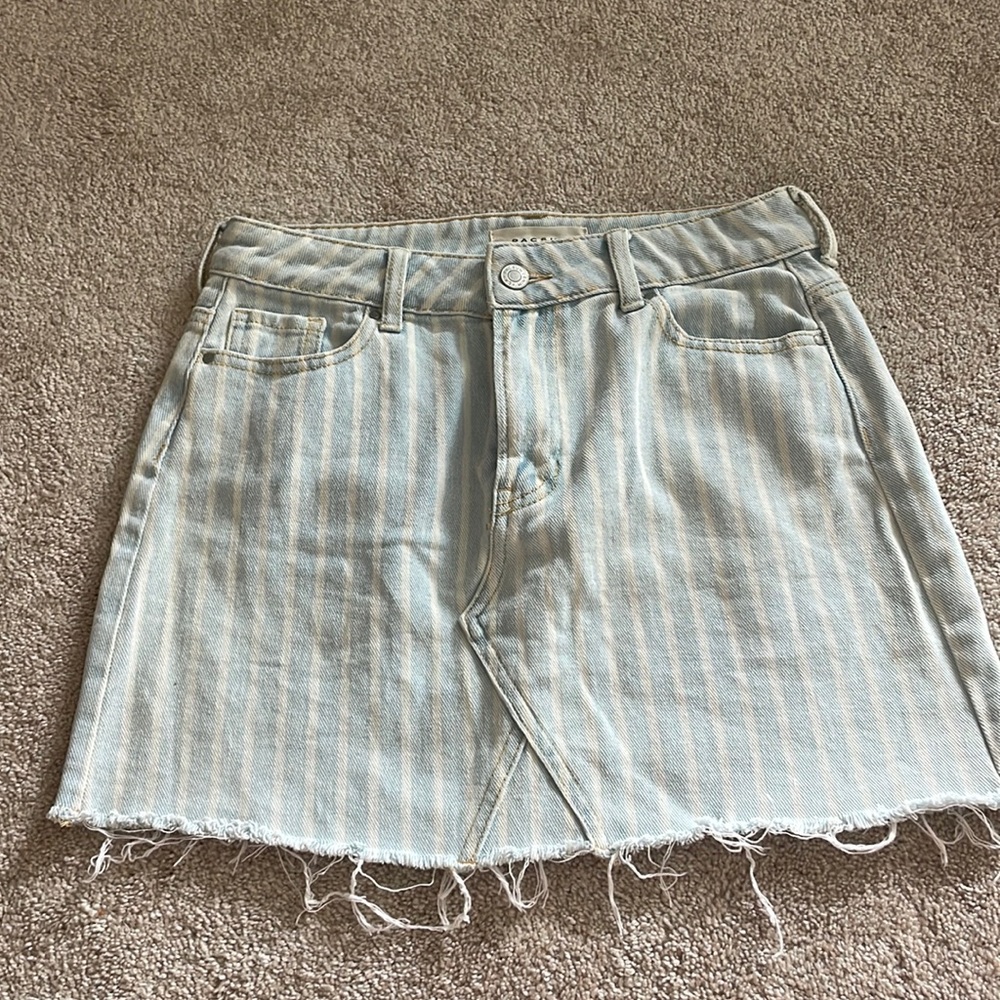 Pacsun mini denim striped skirt, gently worn, size 25 waist